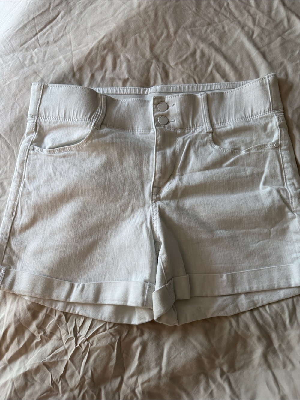 Apt. 9 Cream Rolled Hem Denim Shorts
